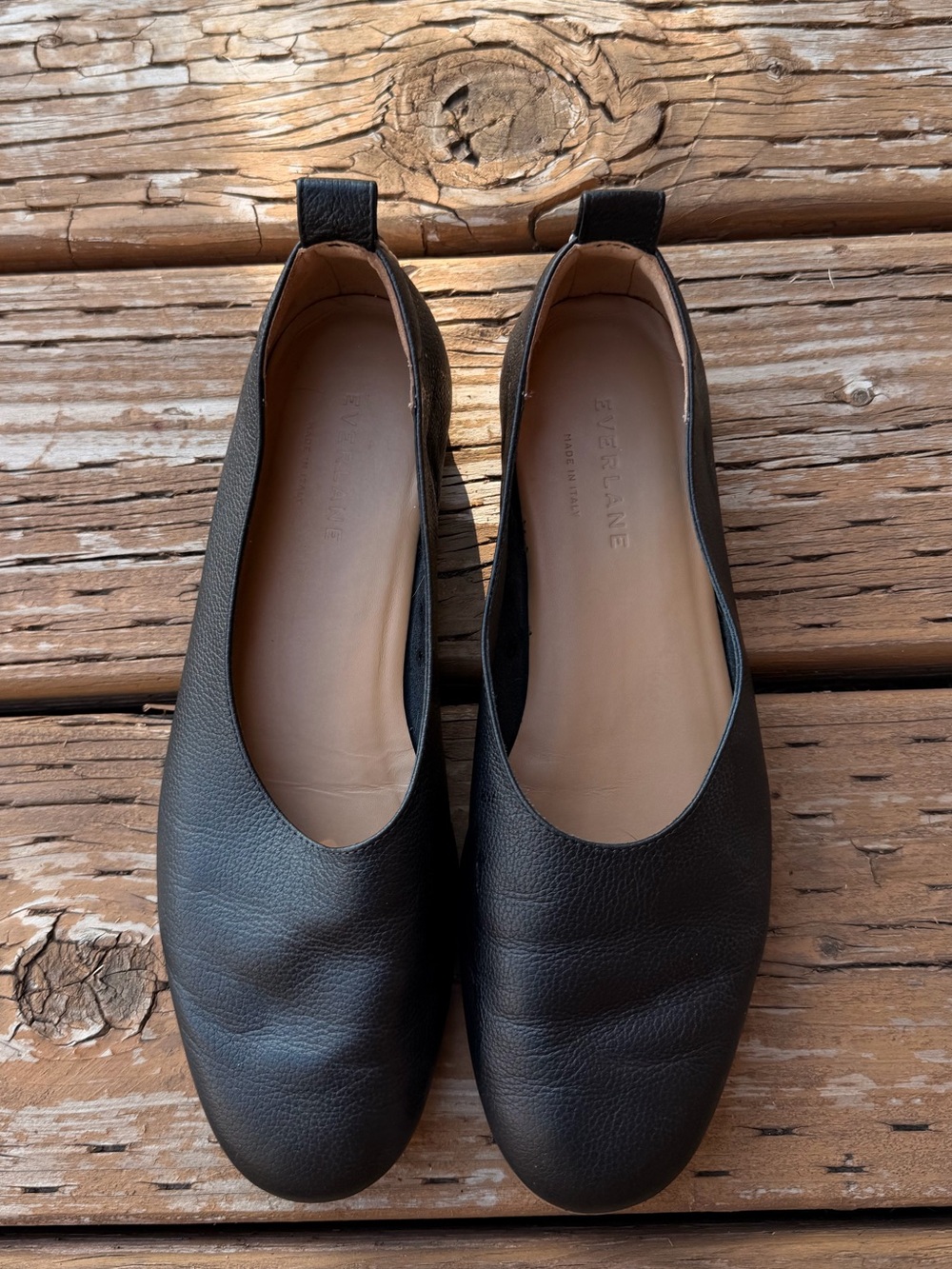 Everlane Black Leather Ballet Flats